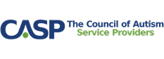 CASP logo with the text "The Council of Autism Service Providers" in blue and green letters. Ideal for organizations offering autism therapy near Orlando FL. The "A" in CASP features a distinctive green dot in its center.