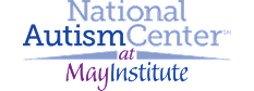 Logo for the National Autism Center at May Institute, featuring the organization’s name in blue and purple text with a horizontal line beneath "Autism Center"—ideal for those seeking ABA therapy near Orlando FL.